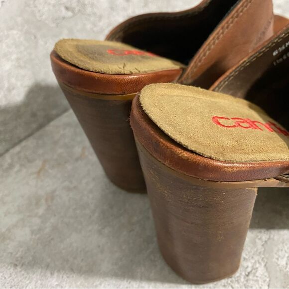 Vintage Candies Block Heel Mule Leather Brown 6.5 Patchwork Y2K CottageCore - Picture 4 of 9